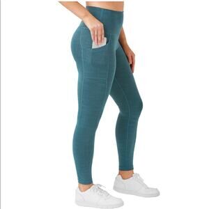 Womens Leggings Size Small High rise Ribbed Ankle Teal Heather NWT S